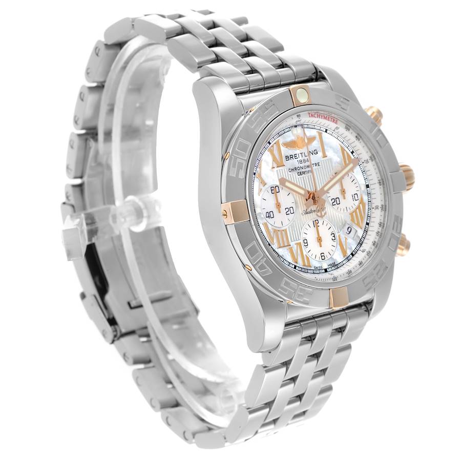 Breitling Chronomat MOP Dial Steel Rose Gold Mens Watch IB0110