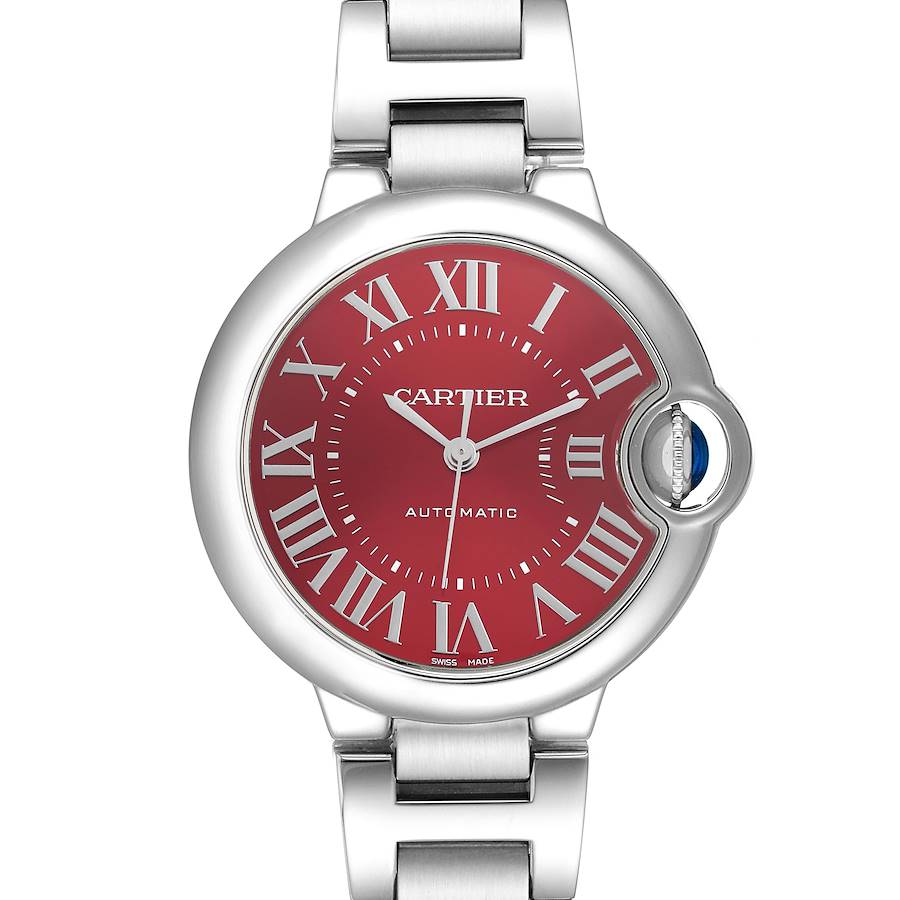 Cartier Ballon Bleu Red Dial Steel Ladies Watch WSBB0048