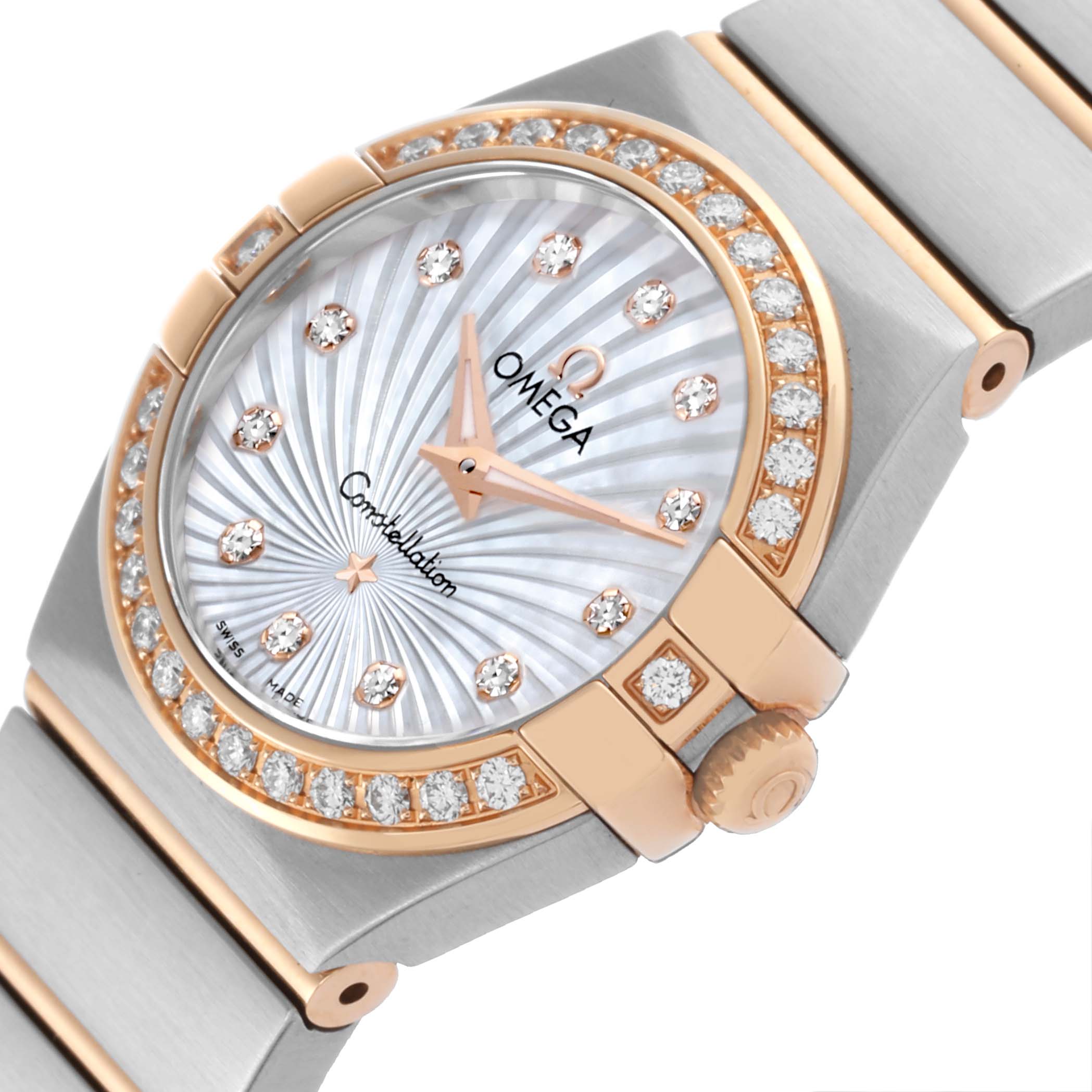 Omega Constellation Steel Rose Gold Diamond Watch 24.0 MM 123.25.24.60.55.002
