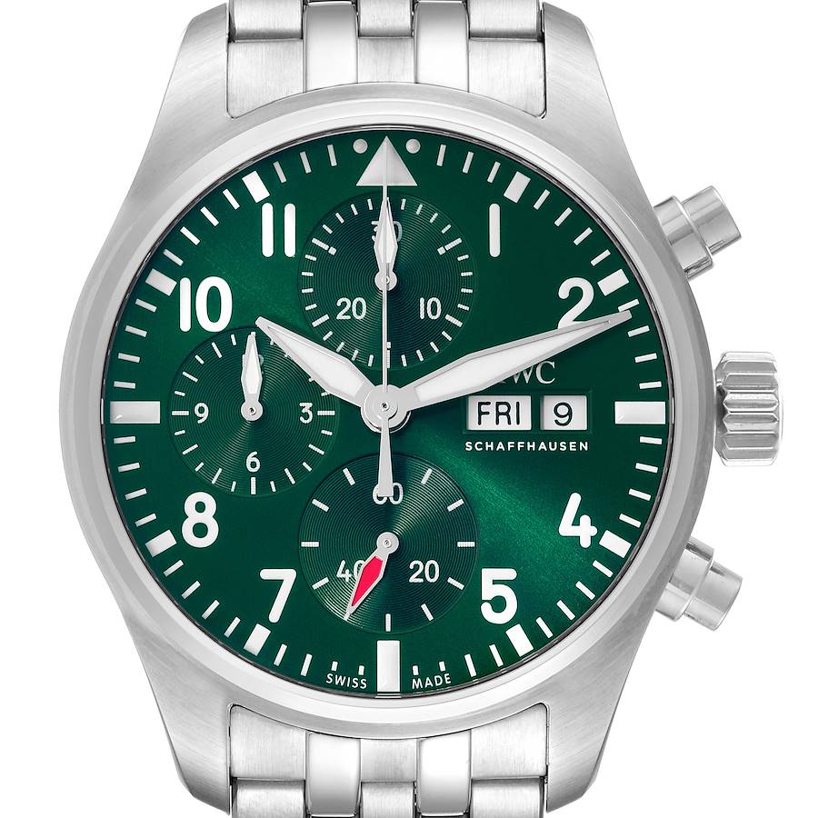 IWC Pilot Chronograph 41 Green Dial Steel Mens Watch IW388104