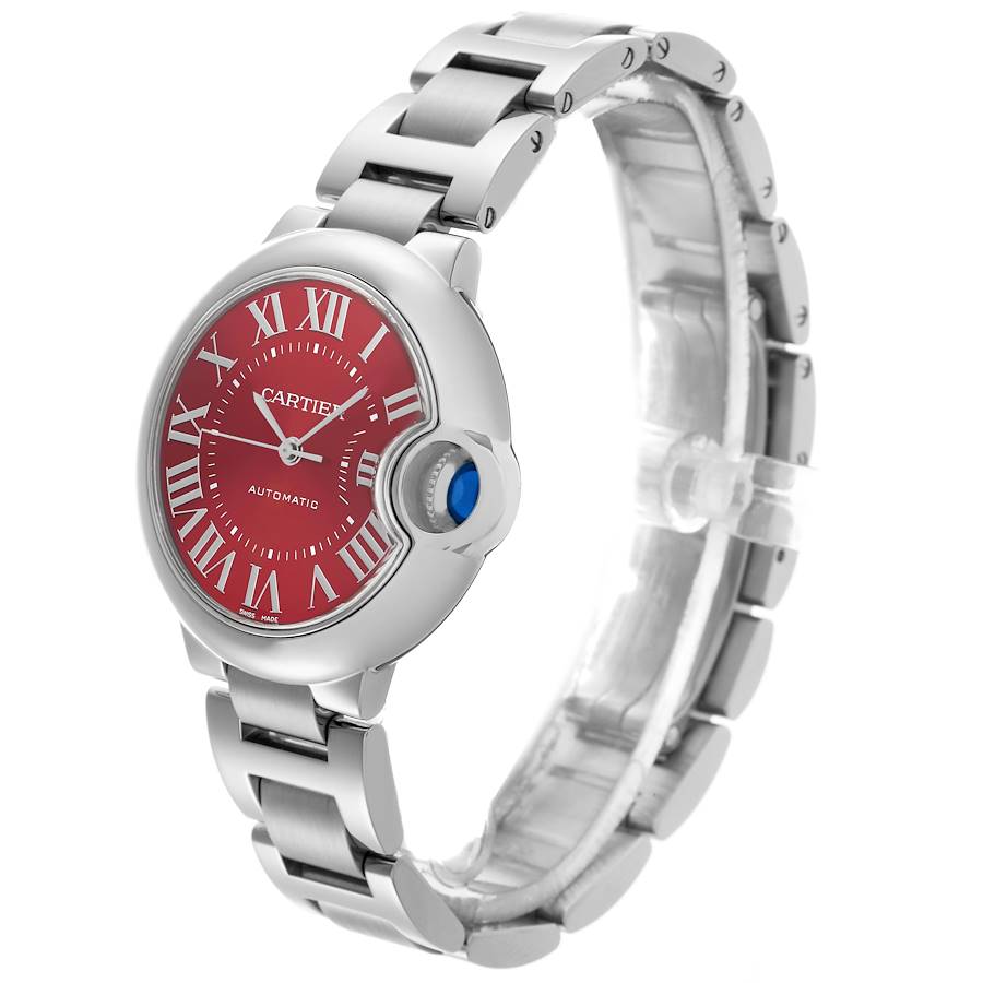 Cartier Ballon Bleu Red Dial Steel Ladies Watch WSBB0048