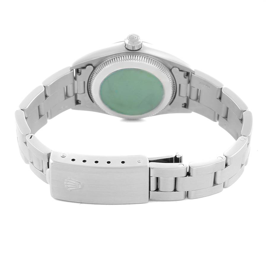 Rolex Oyster Perpetual White Roman Dial Smooth Bezel Steel Ladies Watch 76080