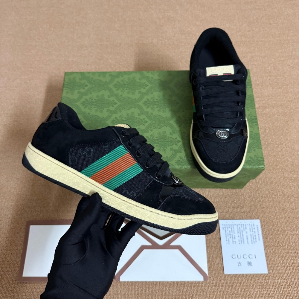 Gucci Women Screener Sneaker Black Leather 840305 FAES7 1059