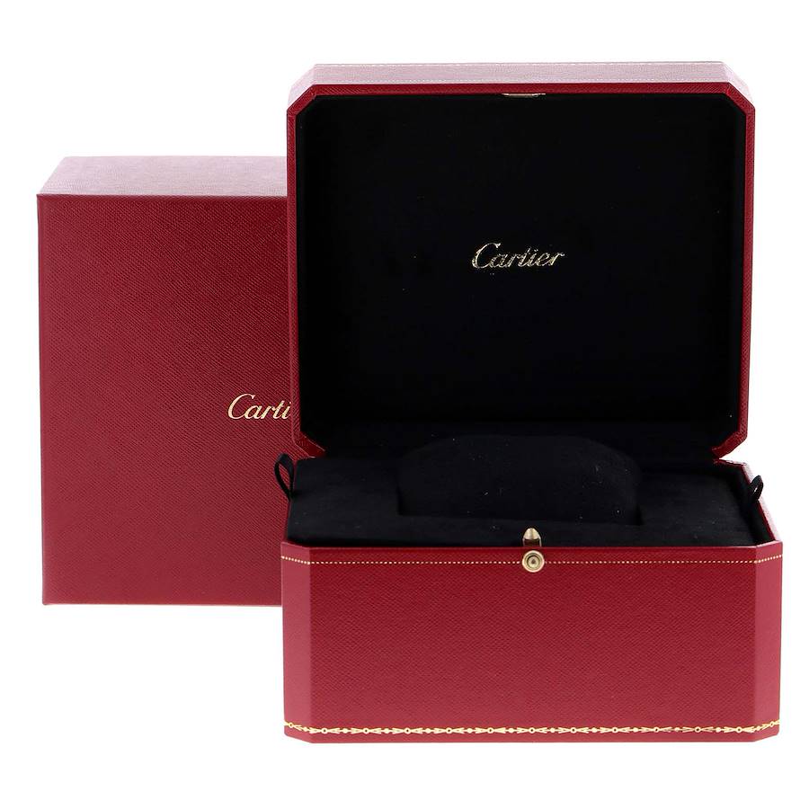 Cartier Santos 100 White Gold Blue Mother of Pearl Diamond Midsize Watch WM503251