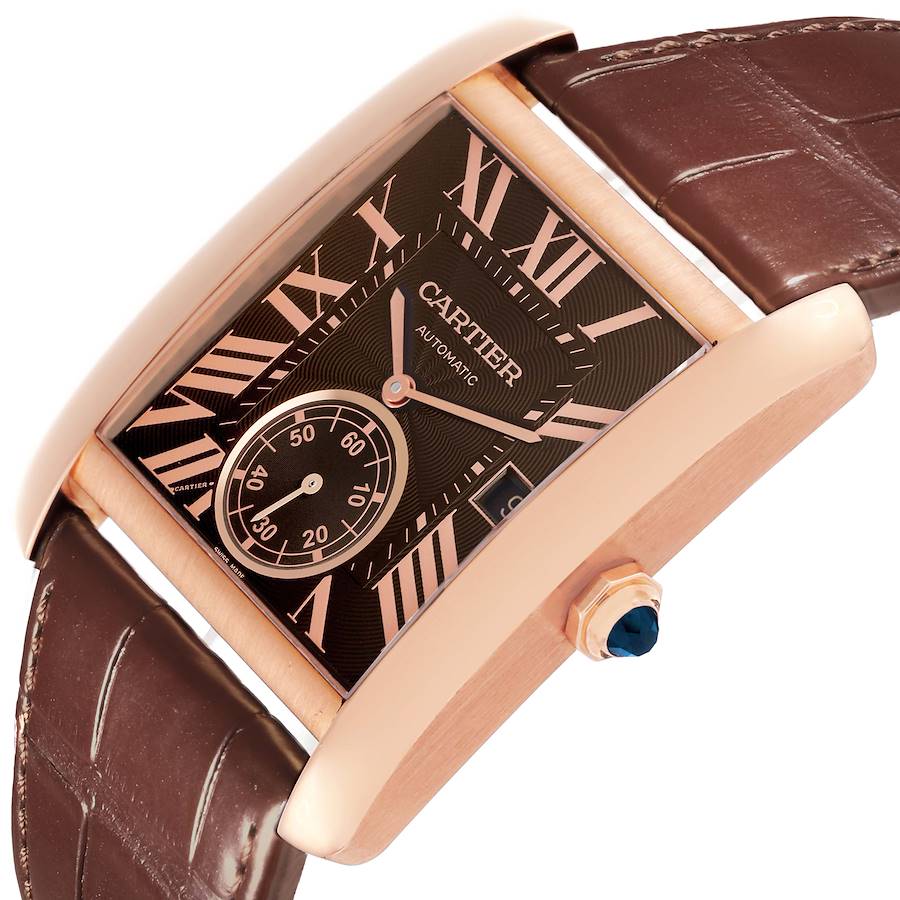 Cartier Tank MC Rose Gold Brown Dial Brown Strap Mens Watch W5330002