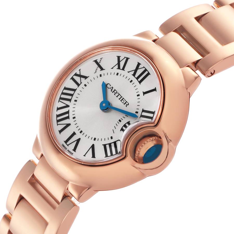 Cartier Ballon Bleu 28 Silver Dial Rose Gold Ladies Watch W69002Z2
