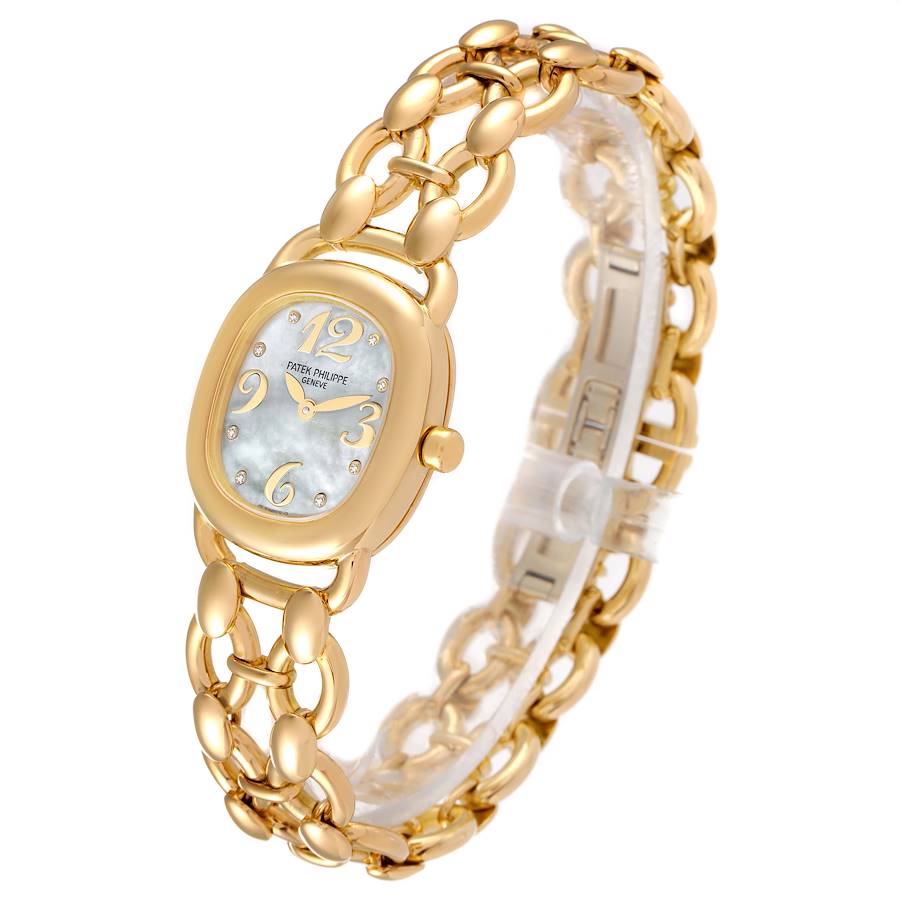 Patek Philippe Golden Ellipse Yellow Gold MOP Diamond Dial Ladies Watch 4830