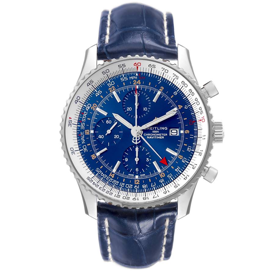 Breitling Navitimer World Blue Dial Steel Mens Watch A24322