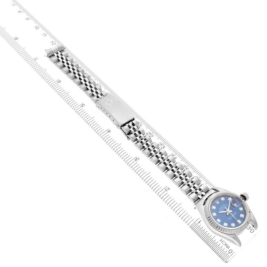 Rolex Datejust Blue Diamond Dial White Gold Steel Ladies Watch 79174