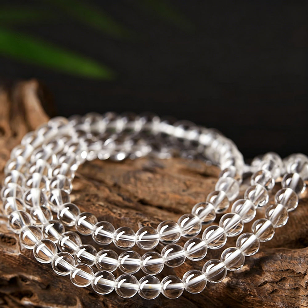 GemVibra Talismanic 108 Clear Quartz Mala Bracelet