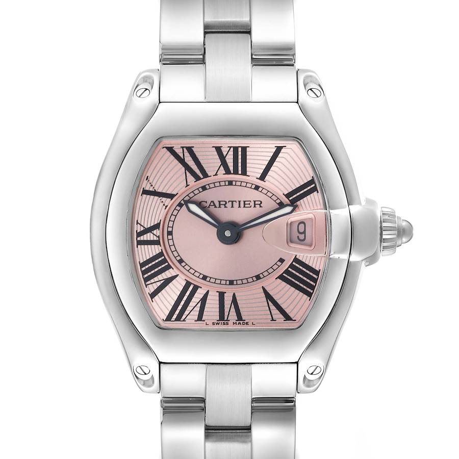 Cartier Roadster Small Pink Dial Steel Ladies Watch W62017V3
