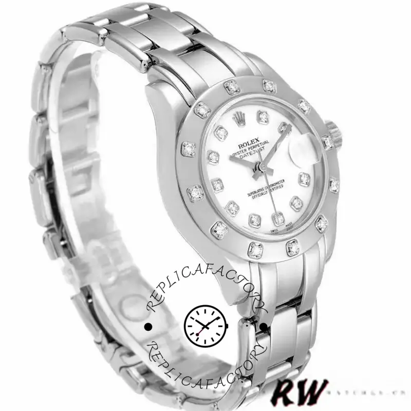 Rolex Masterpiece Pearlmaster 80319 White Roman Dial 29MM Lady Replica Watch