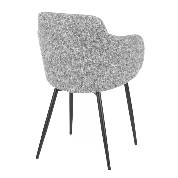 Modern Fabric Dining Chair Set with Black Metal Legs