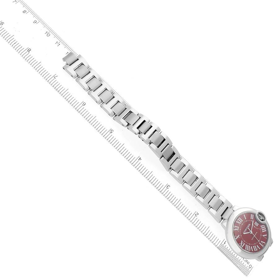 Cartier Ballon Bleu Red Dial Steel Ladies Watch WSBB0048