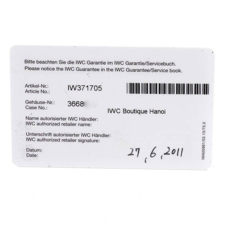 IWC Flieger Spitfire Chronograph Silver Dial Mens Watch IW371705