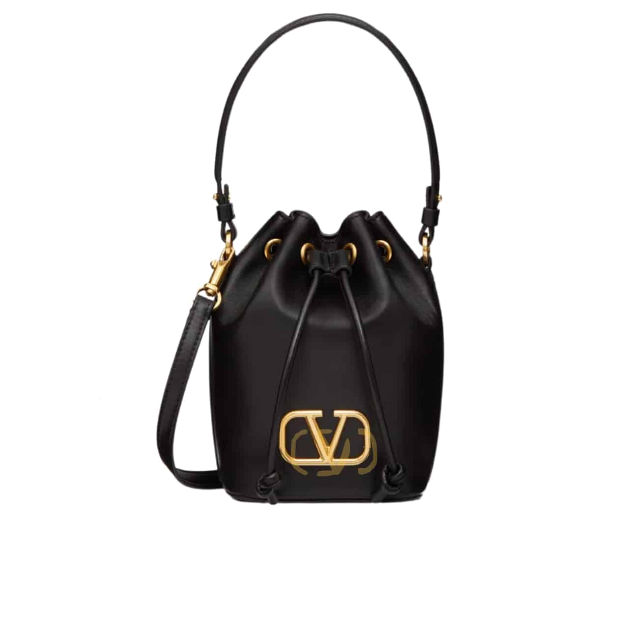 Valentino Mini Vlogo Signature Bucket Bag In Nappa Leather Black 22Cm 5W2P0Z44Vnl 0No