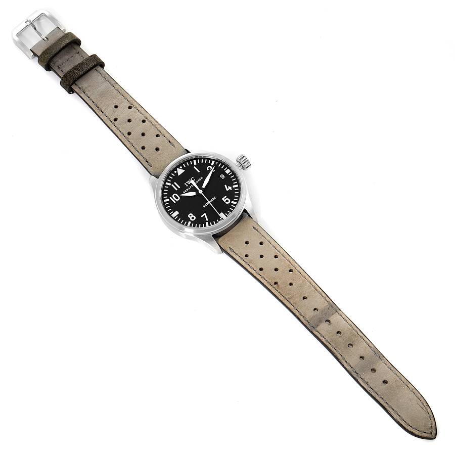 IWC Pilot 34mm Midsize Black Dial Grey Strap Steel Unisex Watch IW325601