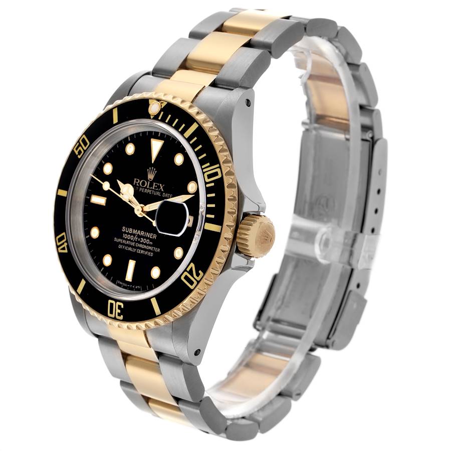 Rolex Submariner Steel Yellow Gold Black Dial Mens Watch 16613