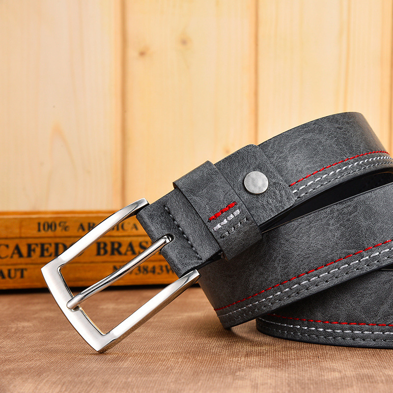 Men's Retro Stitch Detail Pin Buckle PU Leather Casual Wide Belt