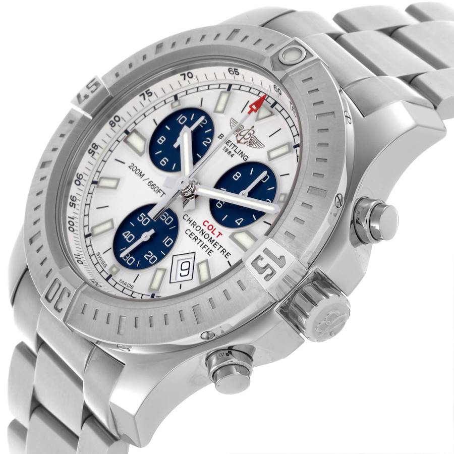 Breitling Colt Chronograph Blue Subdials Steel Mens Watch A73388