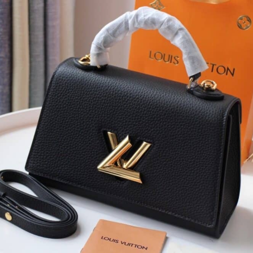 Louis Vuitton Twist PM Grained Leather Top Handle Bag Black 25Cm M57093