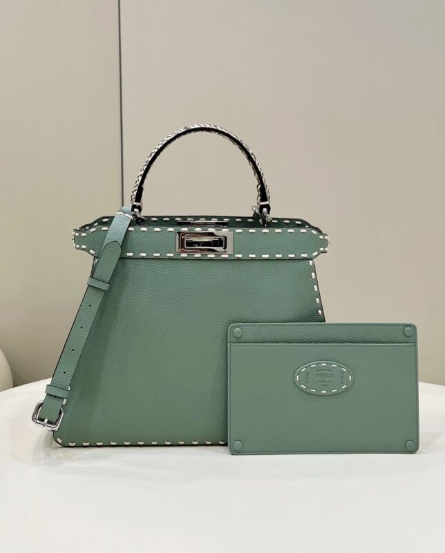 Replica Fendi Peekaboo Green Python Handle
