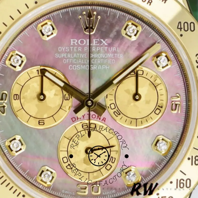 Rolex Cosmograph Daytona 116528 Black MOP Diamond Dial 40MM Mens Replica Watch