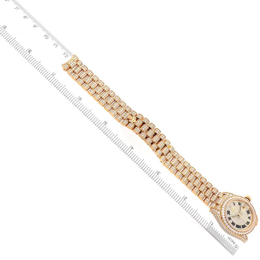 Rolex President Yellow Gold Pave Diamond Ladies Watch 279458