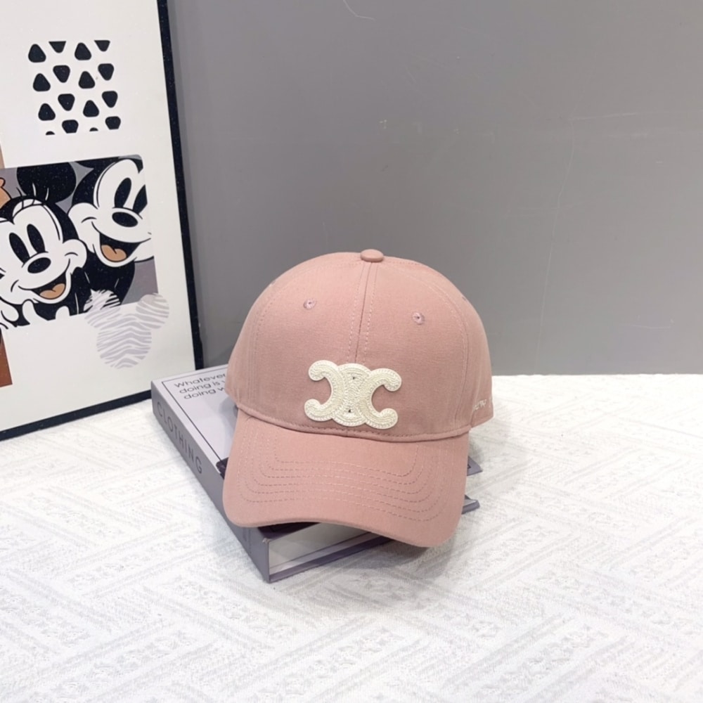 Celine Triomphe Baseball Cap In Washed Cotton Blush 2aut6234x 02bh