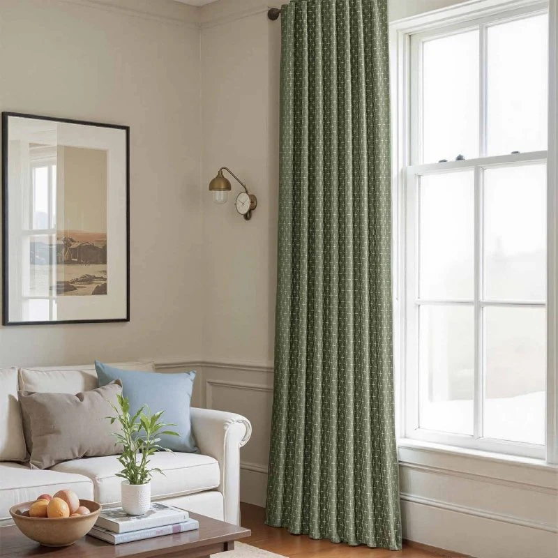 Custom Textured Geometric Linen Curtains (2 Panels)