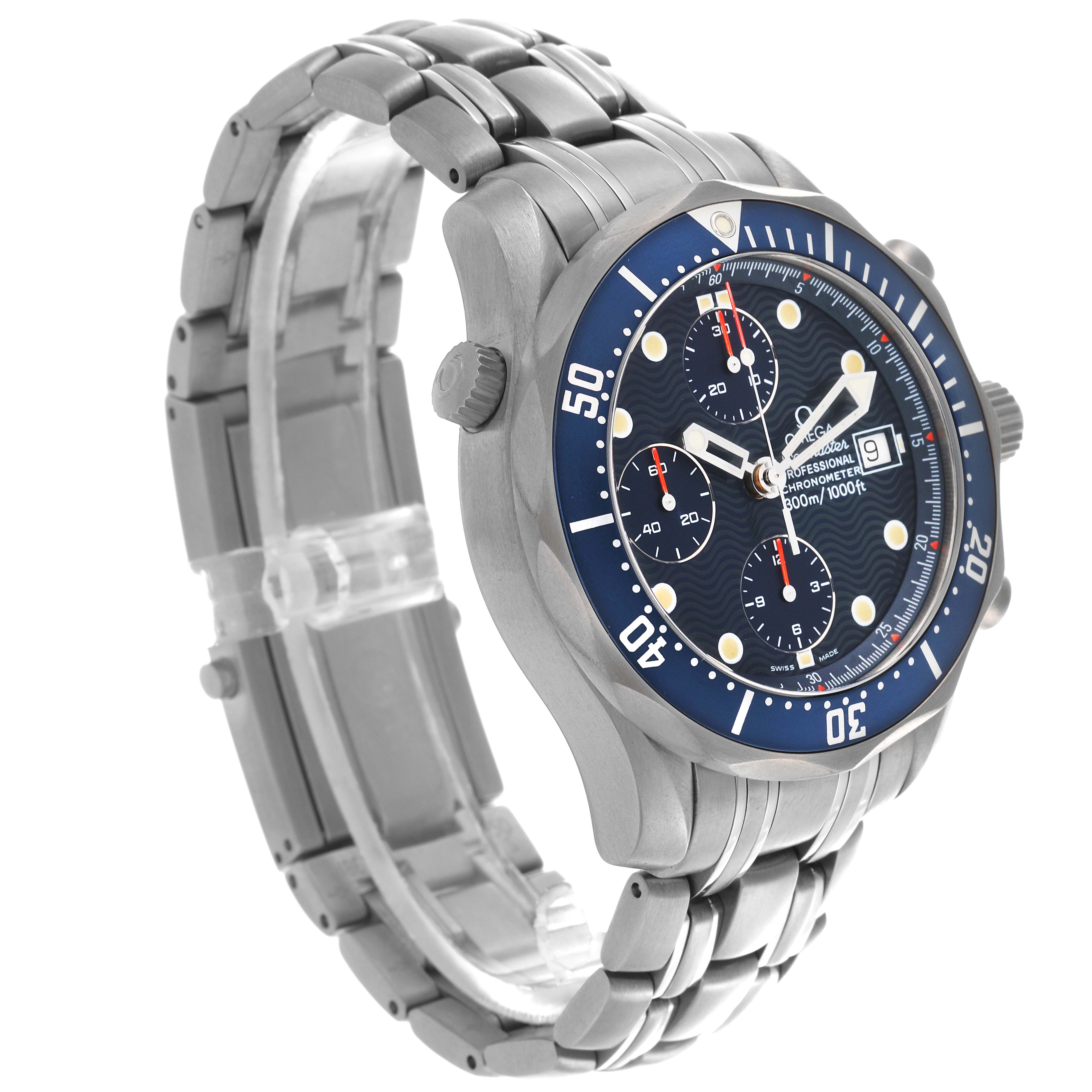 Omega Seamaster Diver Chrono Blue Dial Titanium Mens Watch 41.5 MM 2298.80.00