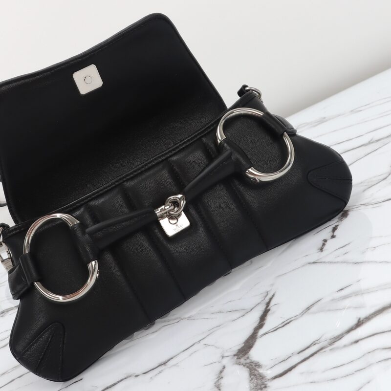 Replica Gucci Horsebit Chain Shoulder Bag Black