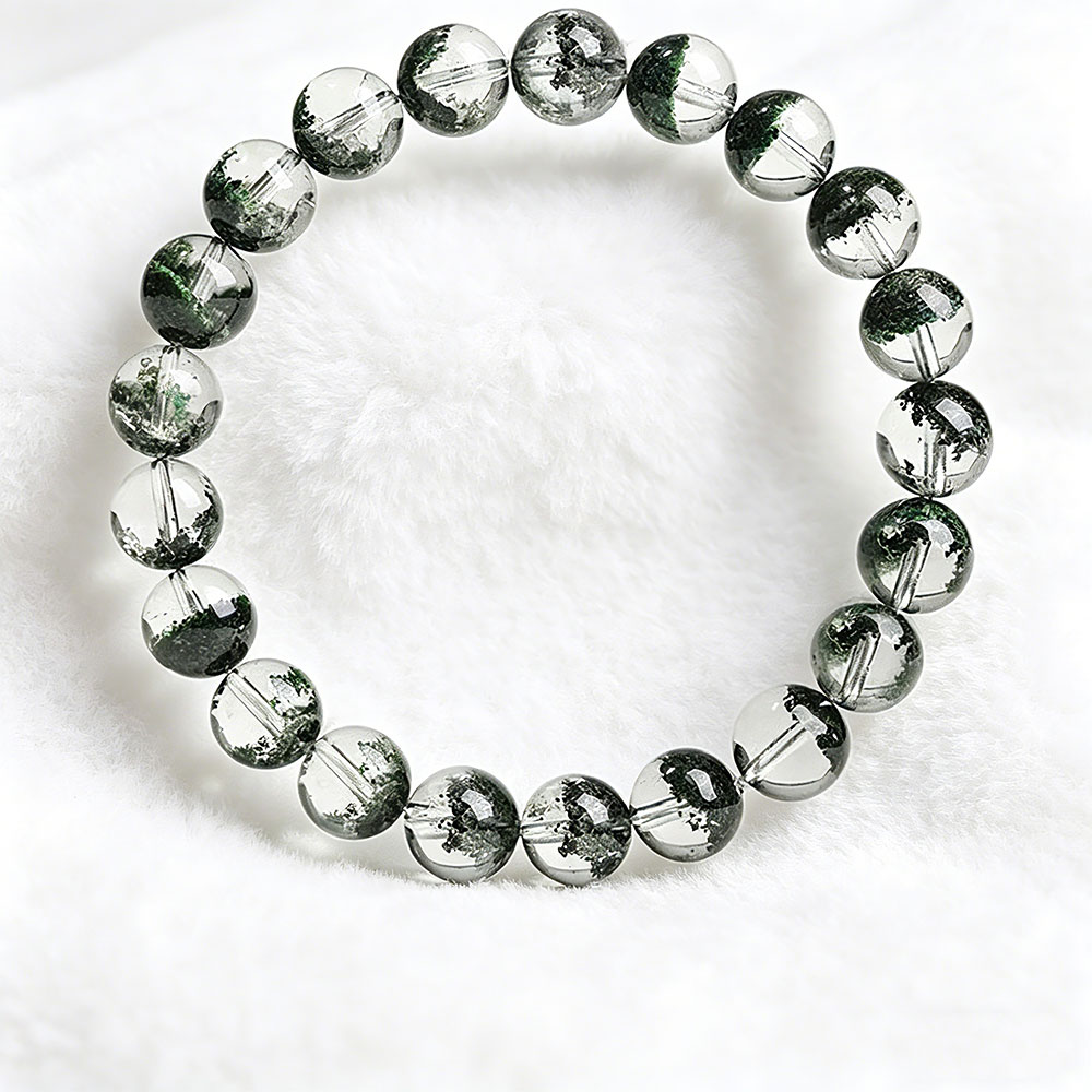 GemVibra Green Phantom Quartz Talisman Bracelet – Grounding & Abundance