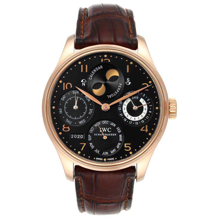 IWC Portuguese Perpetual Calendar Moonphase Rose Gold Mens Watch IW502103