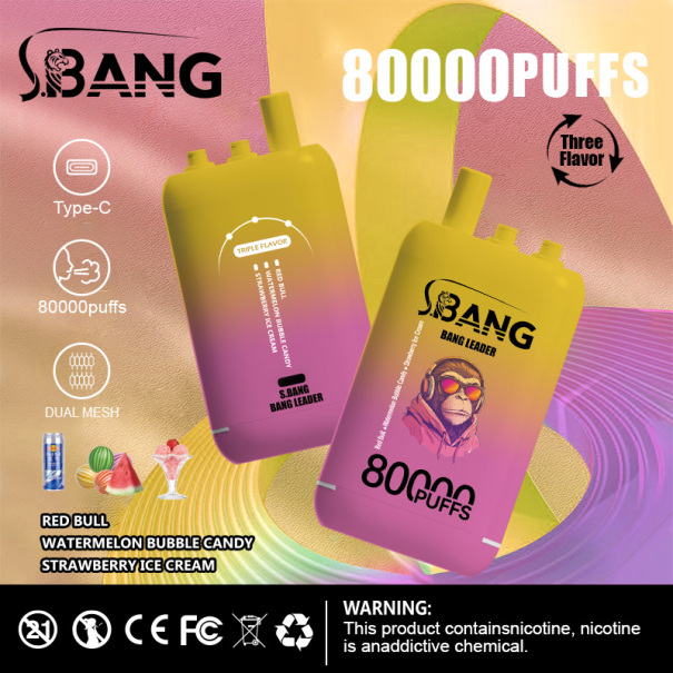 Bang Leader 80K Puffs 3-in-1 Prefilled Vape Device - 3 Flavours, Rechargeable, 850mAh