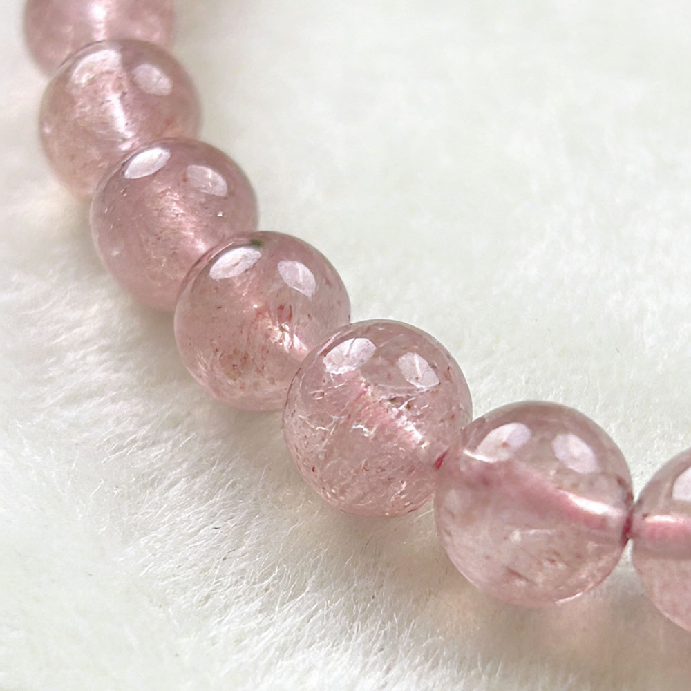 8mm Strawberry Quartz Love Bracelet | Heart Chakra Healing & Attraction