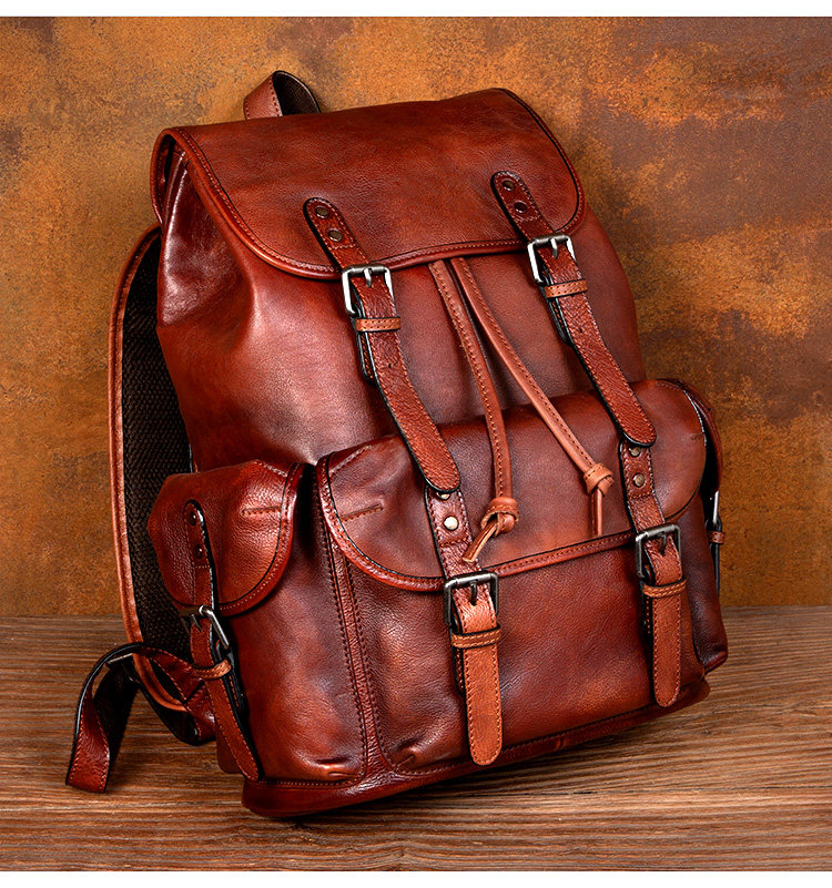 Handmade genuine leather backpack