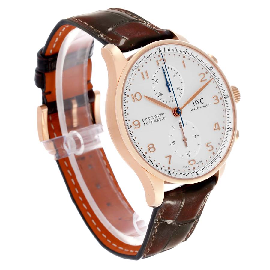 IWC Portuguese Chronograph Rose Gold Silver Dial Mens Watch IW371611