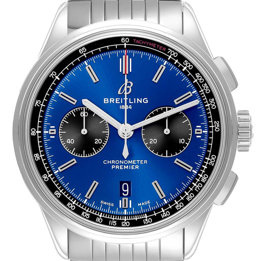 Breitling Premier B01 42mm Steel Blue Dial Mens Watch AB0118