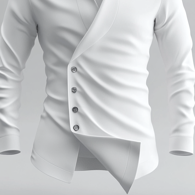 Men's Solid Lapel Collar Slant Button Long Sleeve Shirt