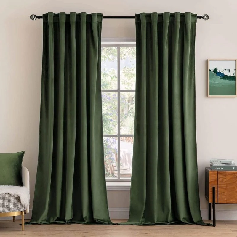 Custom Velvet Luxury Blackout Curtains  (2 Panels) - Back Tab & Rod Pocket