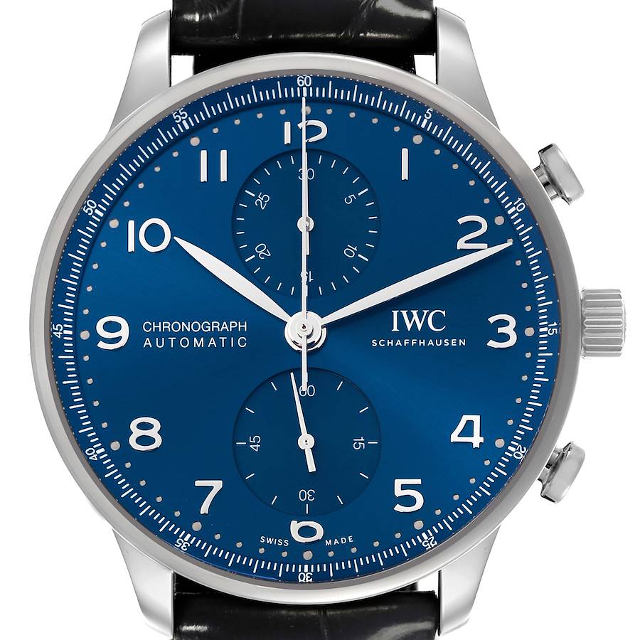 IWC Portugieser Chronograph Steel Blue Dial Mens Watch IW371606