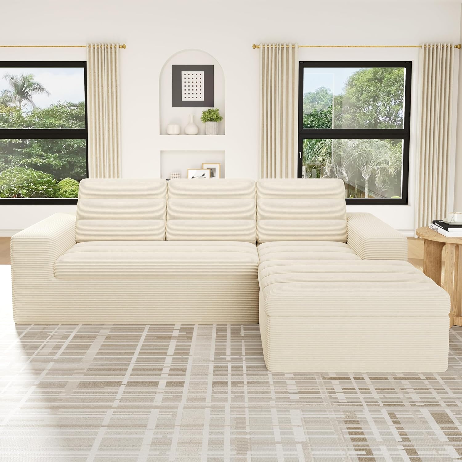 Deep Seat L Shaped Modular Sofa for Home