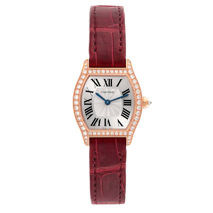 Cartier Tortue Rose Gold Silver Dial Diamond Ladies Watch WA501006