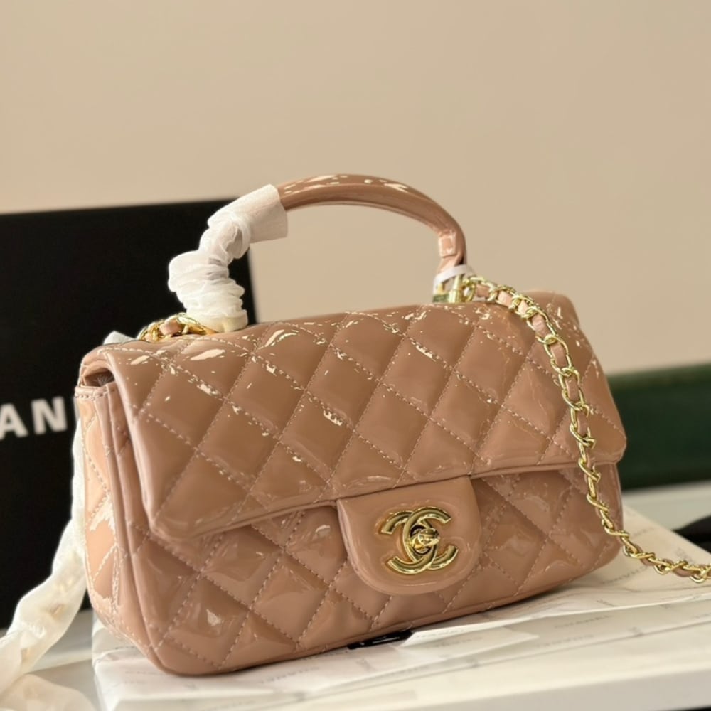 Chanel Mini Classic Bag With Top Handle Dark Beige 20Cm AS2431 B18237 NZW53