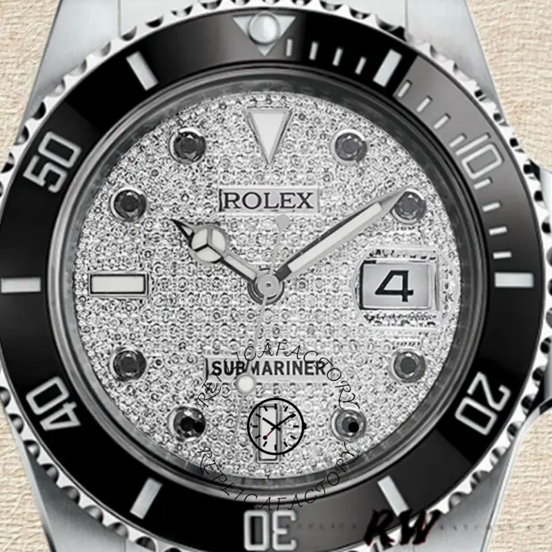 Rolex Submariner 116610 Diamond Paved Dial Stainless Steel 40mm Mens Replica Watch