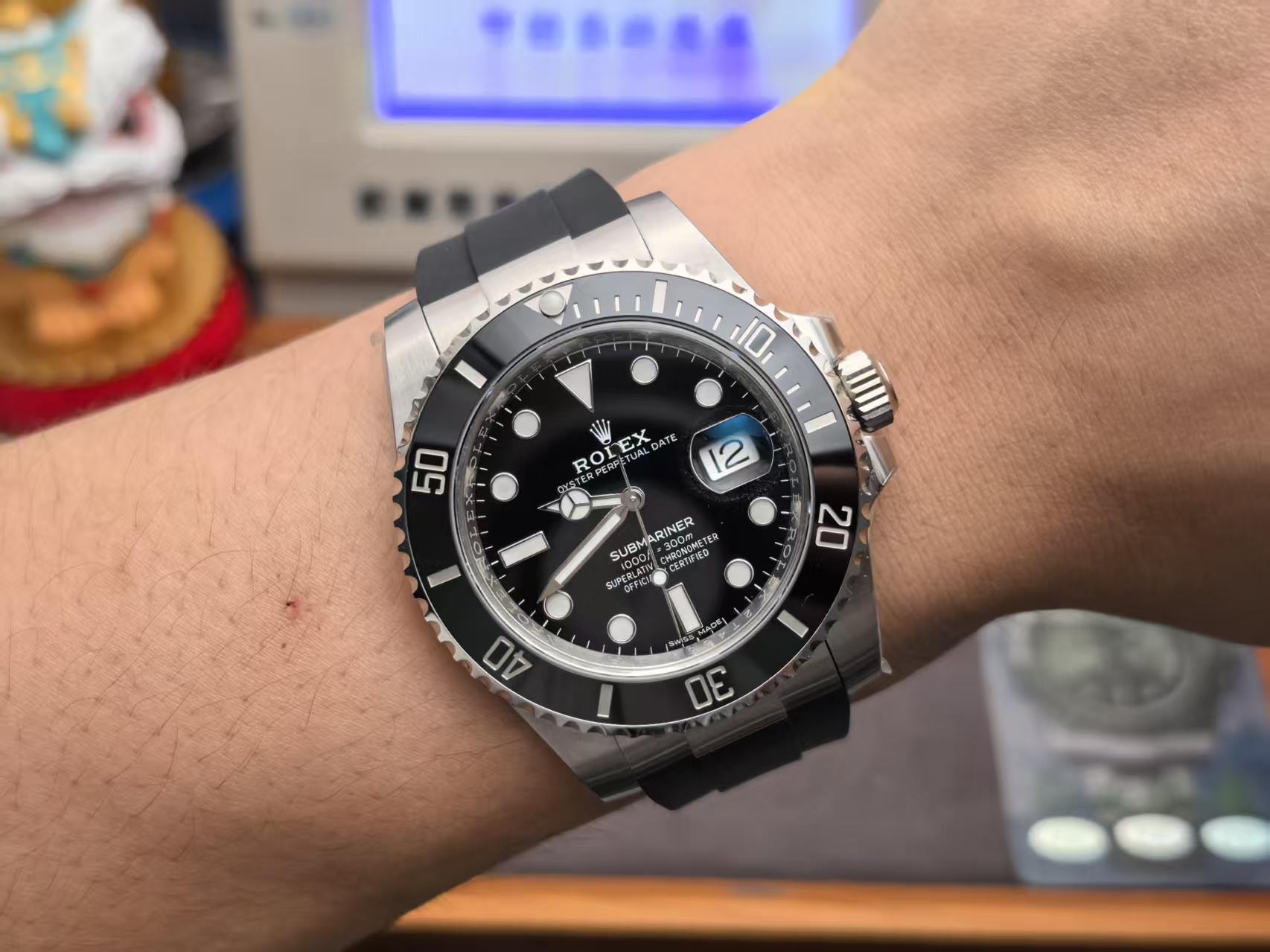 CC Rolex Submariner 126610LN Black Rubber Strap Black Dial 41mm Mens Replica Watch