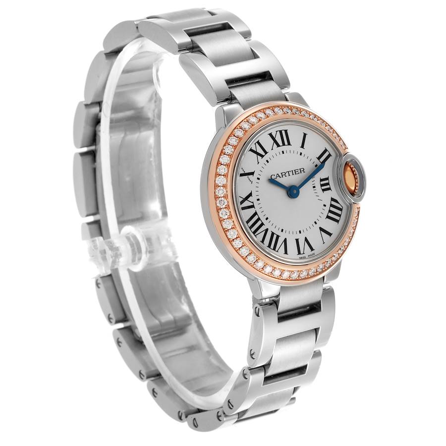 Cartier Ballon Bleu Steel Rose Gold Diamond Ladies Watch WE902079
