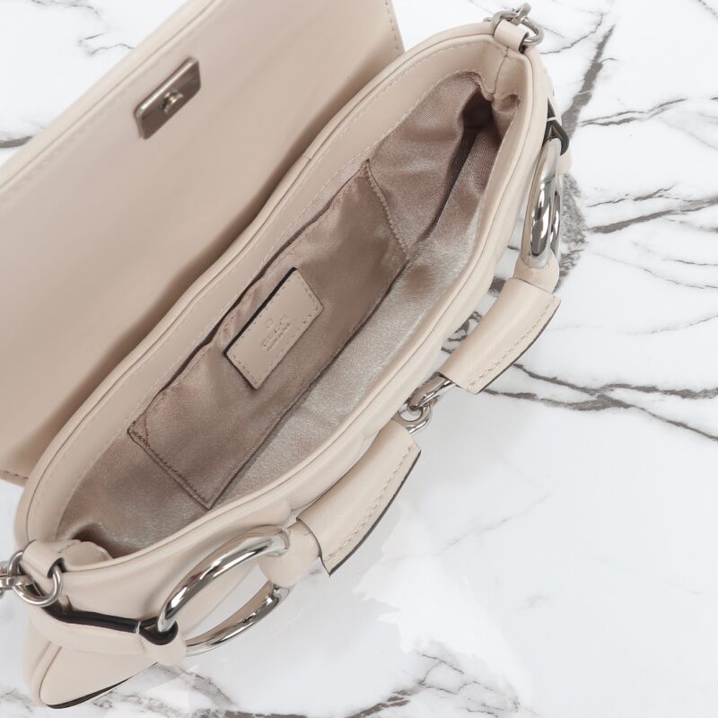 Replica Gucci Horsebit Chain Shoulder Bag White