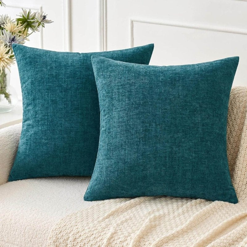 Soft Chenille Solid Dyed Pillow Covers (Pack of 2)